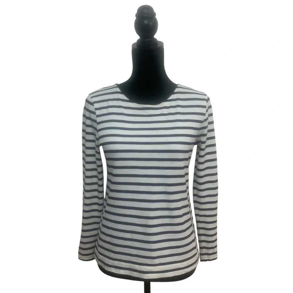 J Crew Woman S Nautical Classic Navy Stripes Preppy Old‎ Money 3/4 Sleeve Top